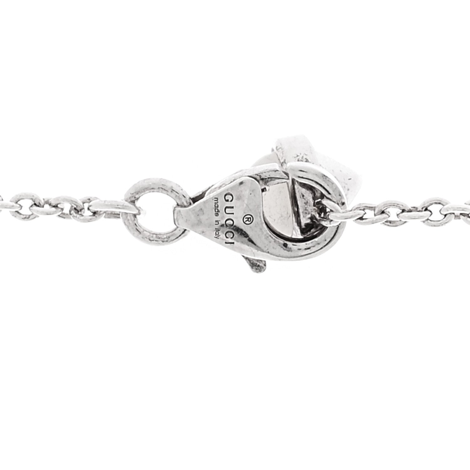 Gucci Sterling Silver Mother of Pearl Topaz Turquoise GG Marmont Flower Station Necklace 5 of 5
