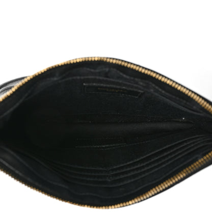 Saint Laurent Calfskin Matelasse Chevron Monogram Tablet Pouch Black 5 of 9