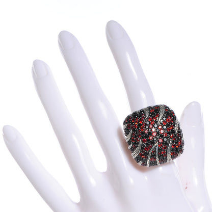 John Hardy Sterling Silver Garnet Black Spinel Palu Macan Square Ring 6 2 of 4