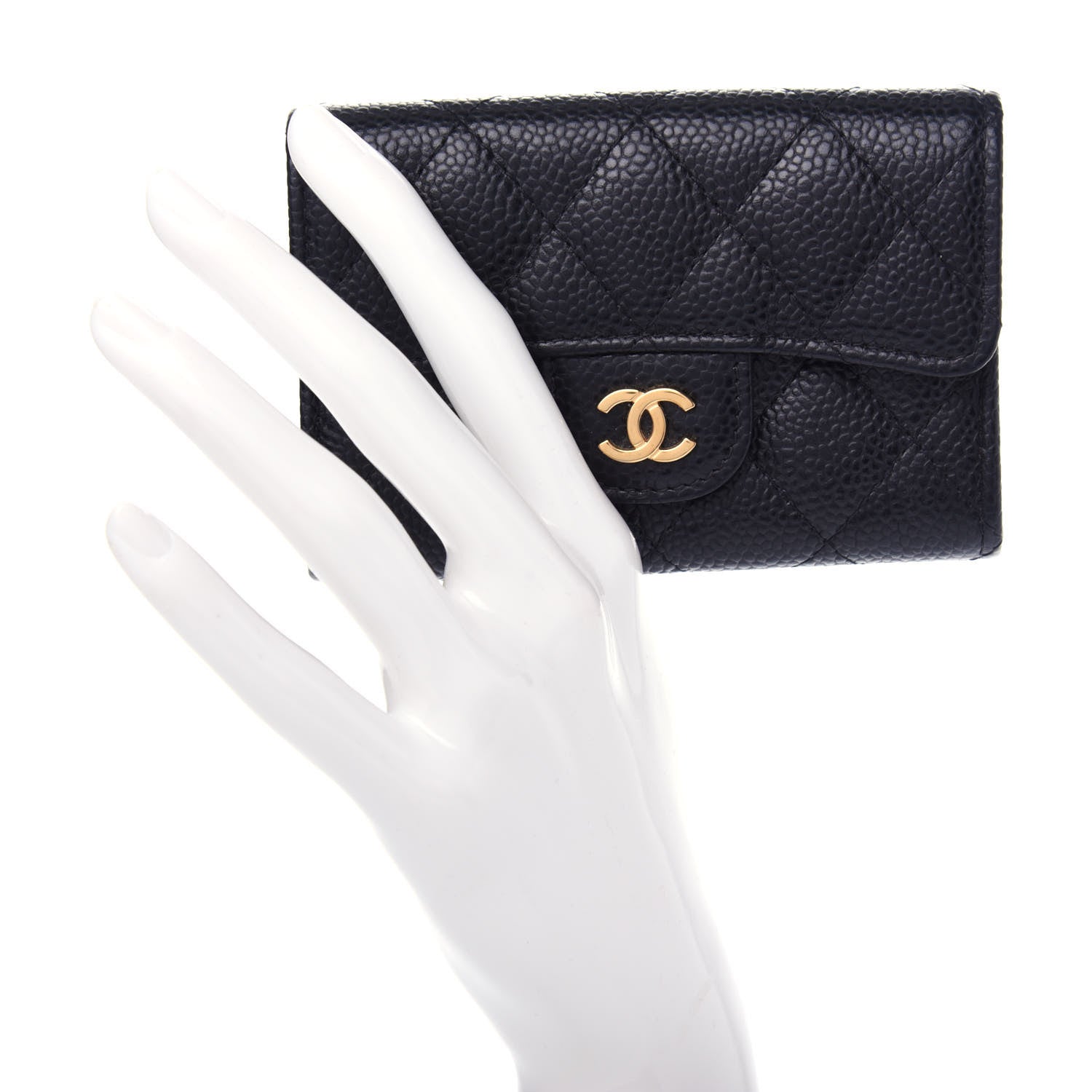 Chanel Caviar Quilted Flap Card Holder Wallet Black 2 of 9