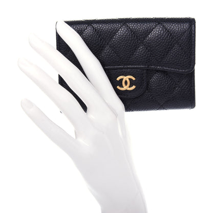 Chanel Caviar Quilted Flap Card Holder Wallet Black 2 of 9