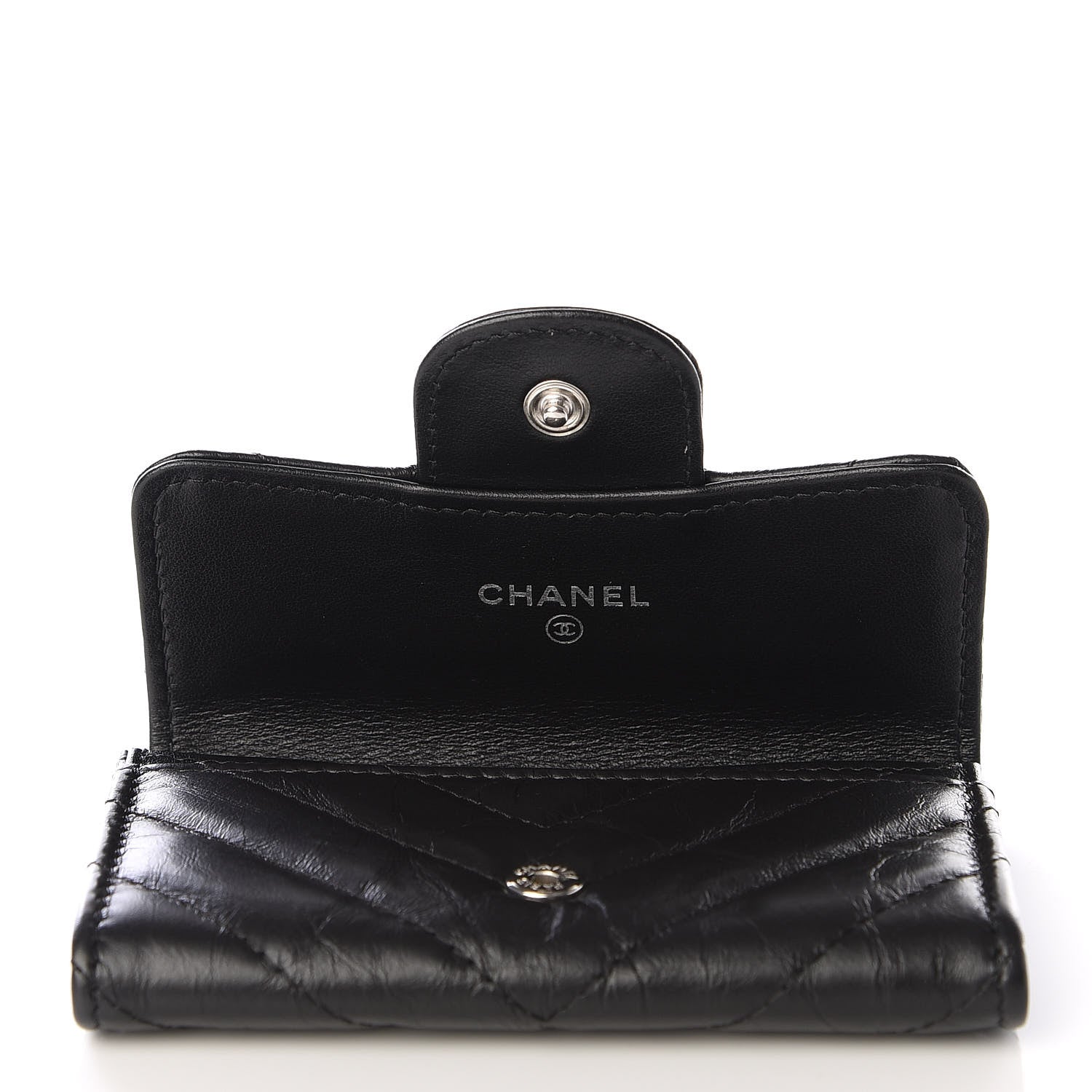Chanel Aged Calfskin Chevron Quilted Reissue Card Holder Wallet So Black 5 of 10