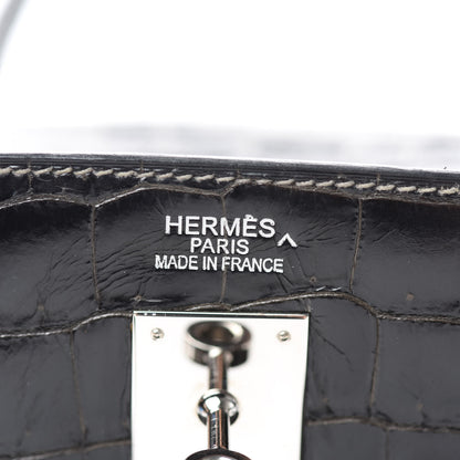 Hermes Shiny Porosus Crocodile Birkin 40 Graphite 20 of 45