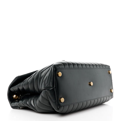 Saint Laurent SAINT LAURENT Calfskin Y Quilted Monogram Large Loulou Chain Satchel Black 4 of 15