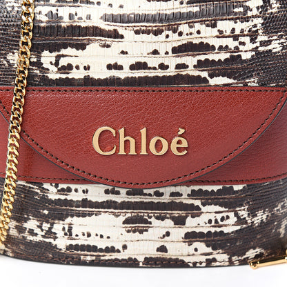 Chloe Calfskin Lizard Embossed Small Aby Lock Sepia Brown 8 of 8