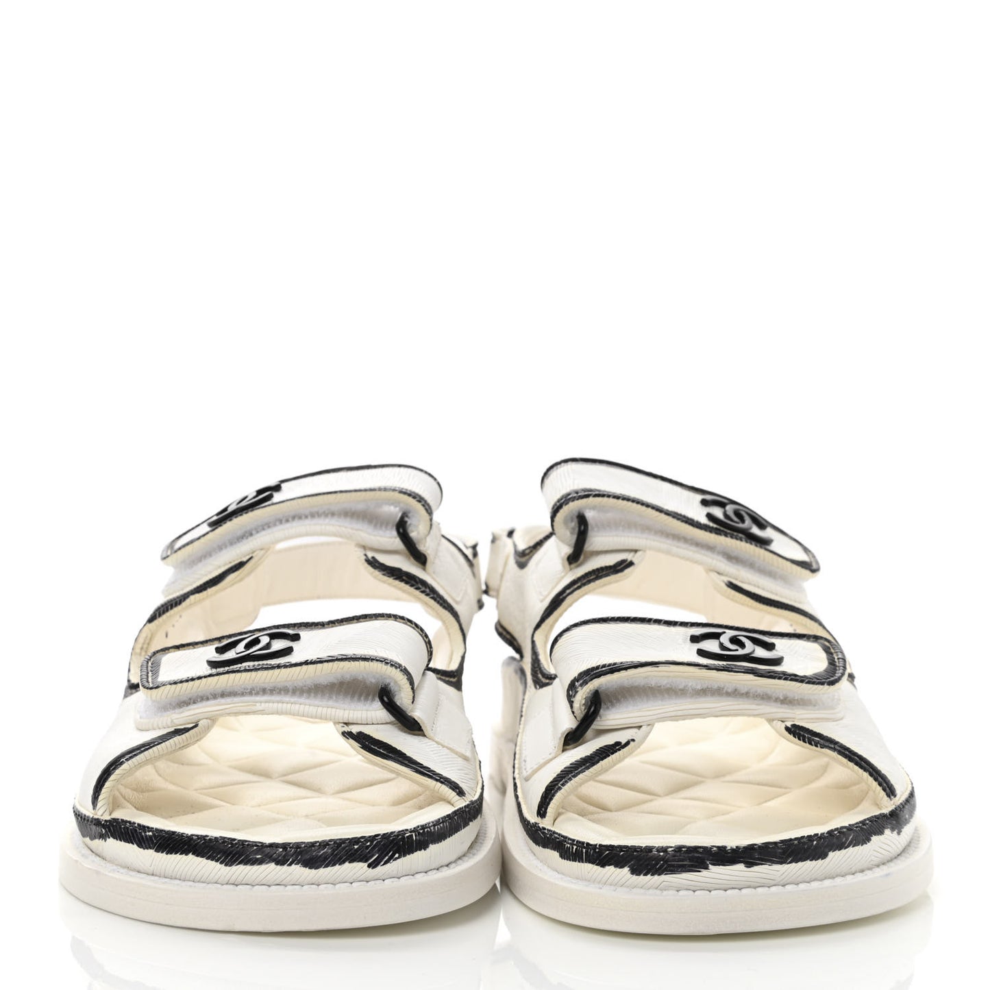 Calfskin Printed Velcro Dad Sandals 36.5 White Black