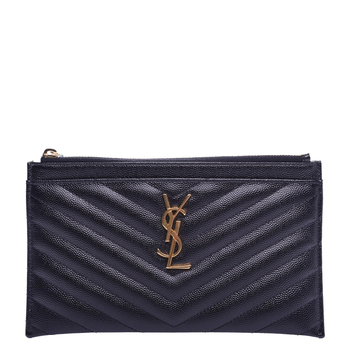 Grain De Poudre Chevron Monogram Bill Pouch Black
