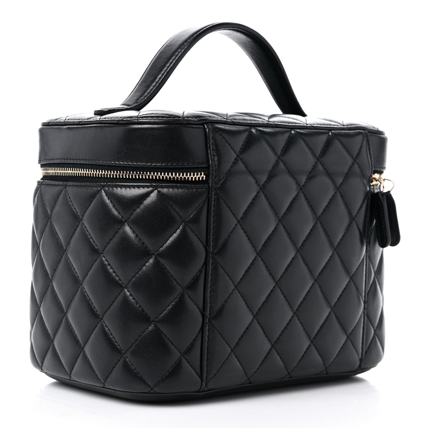 Lambskin Quilted Vanity Pouch Black