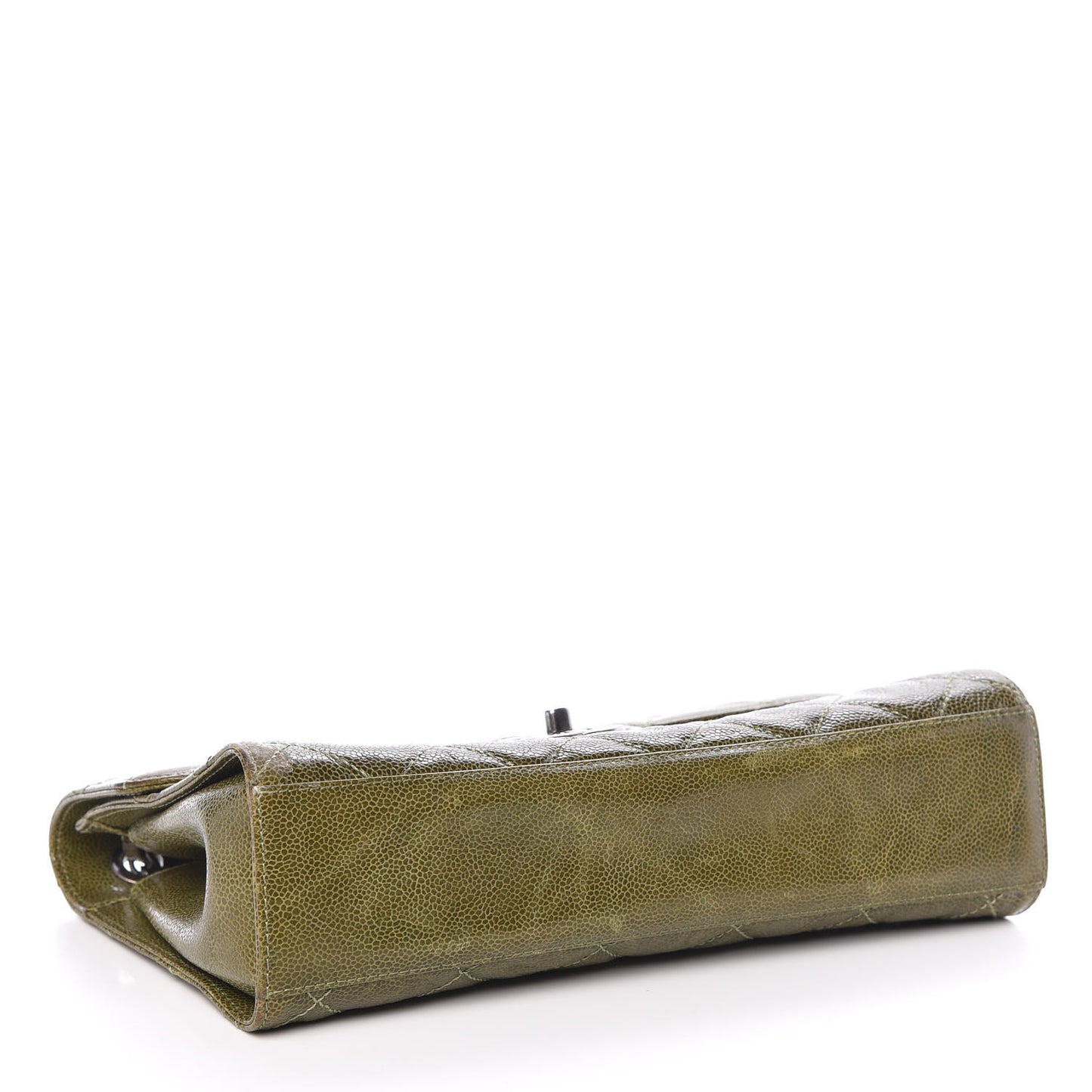 Crumpled Grained Calfskin Medium CC Crave Flap Green