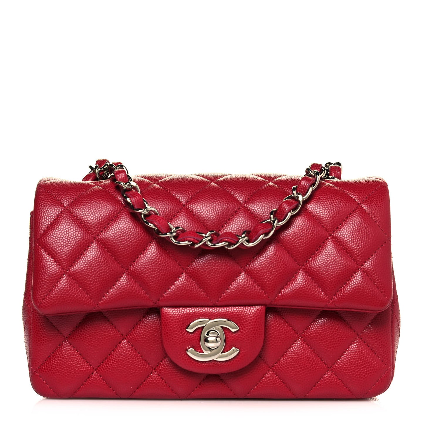 Caviar Quilted Mini Rectangular Flap Dark Pink
