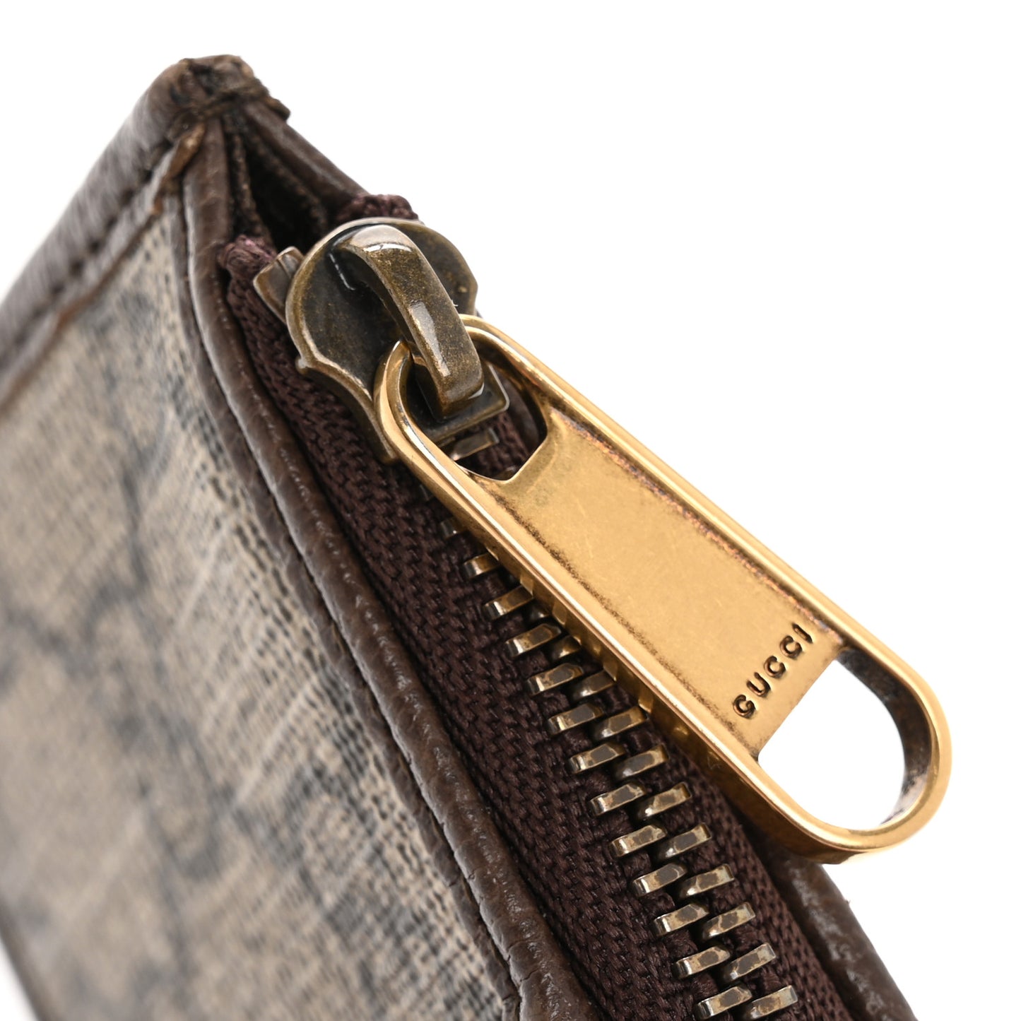 GG Supreme Monogram Web Ophidia Coin Case Brown
