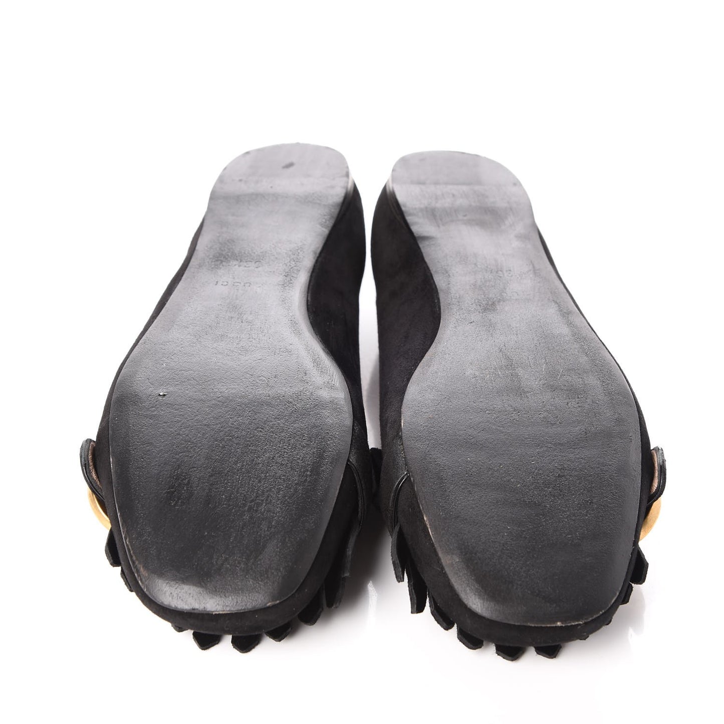 Kid Scamosciato GG Marmont Fringe Flats 36.5 Black