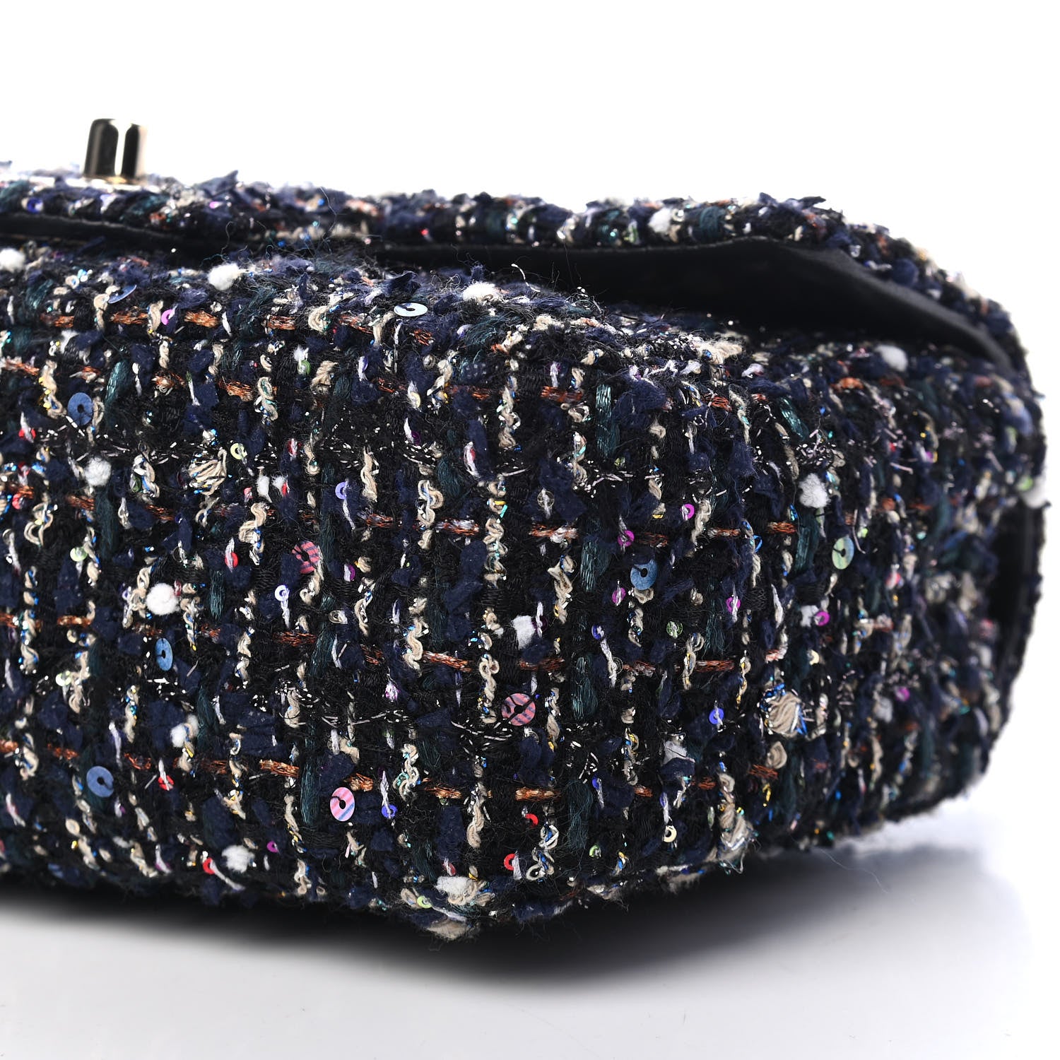 Chanel Glittered Tweed Quilted Mini Rectangular Flap Navy Blue Mulitcolor 9 of 9