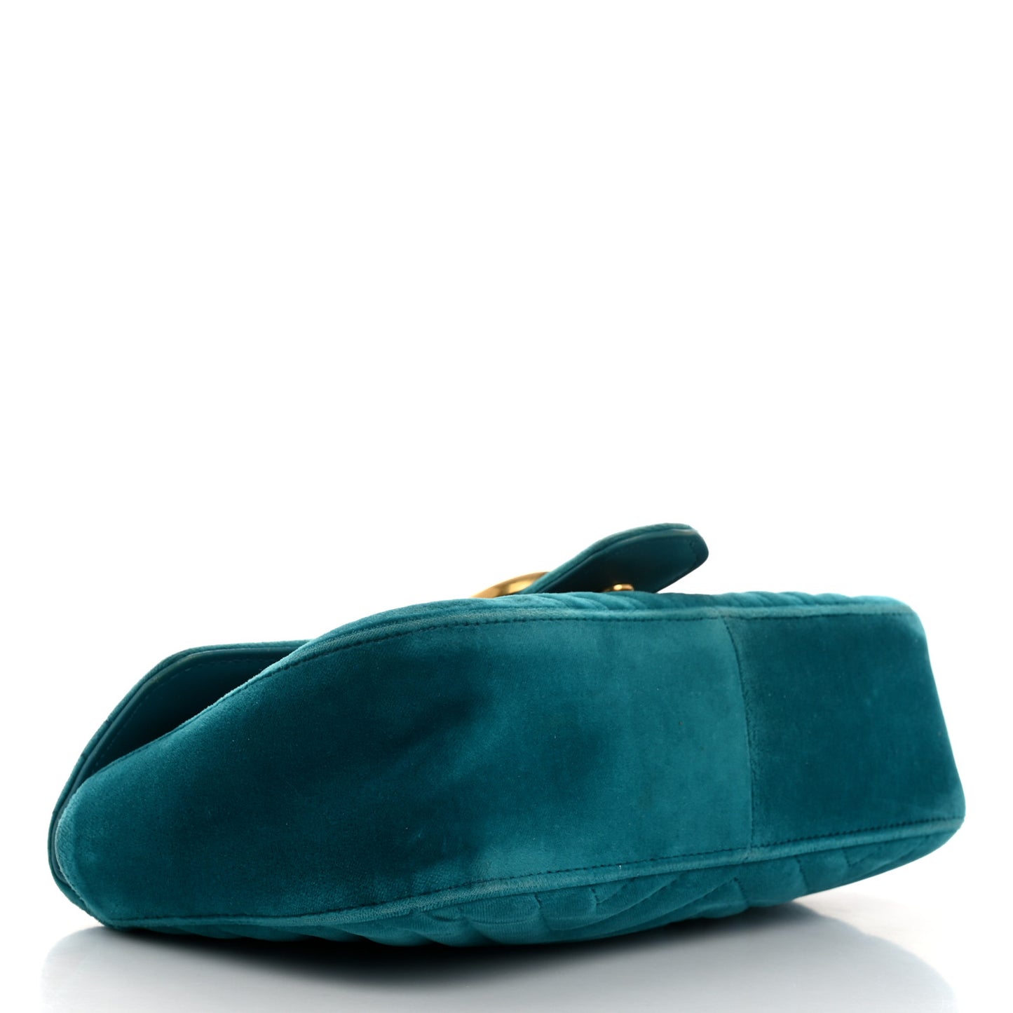 Velvet Matelasse Small GG Marmont Shoulder Bag Pavone Cyan