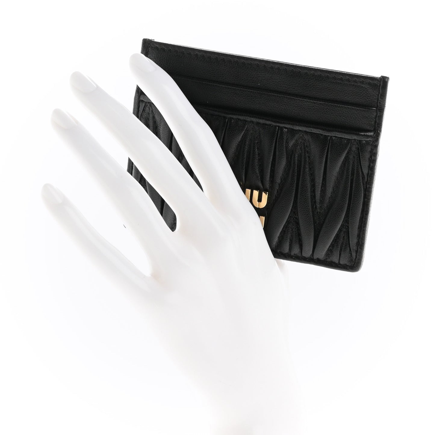 Nappa Matelasse Card Holder Black