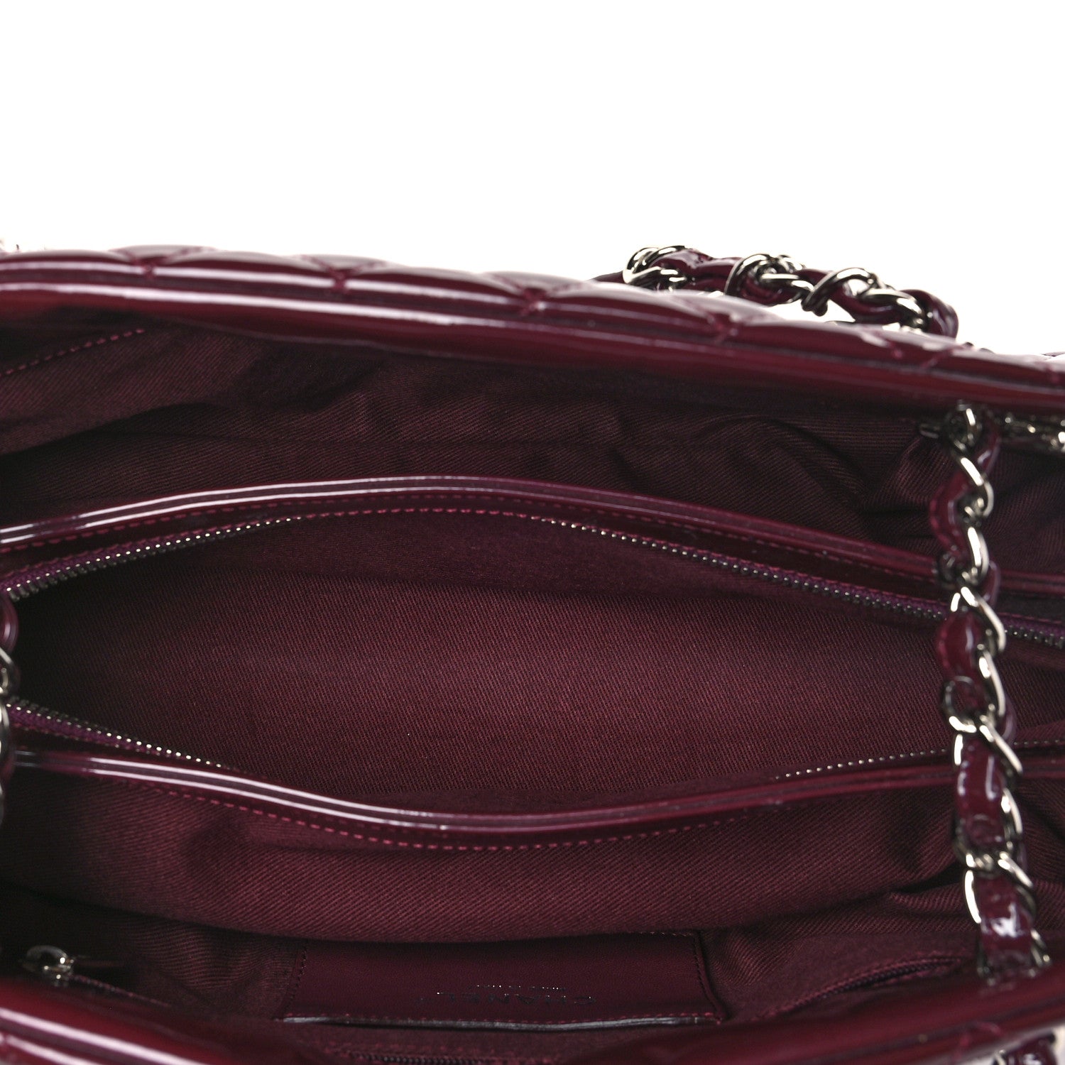 Chanel Patent Quilted Medium Just Mademoiselle Bowling Bag Burgundy 5 of 9