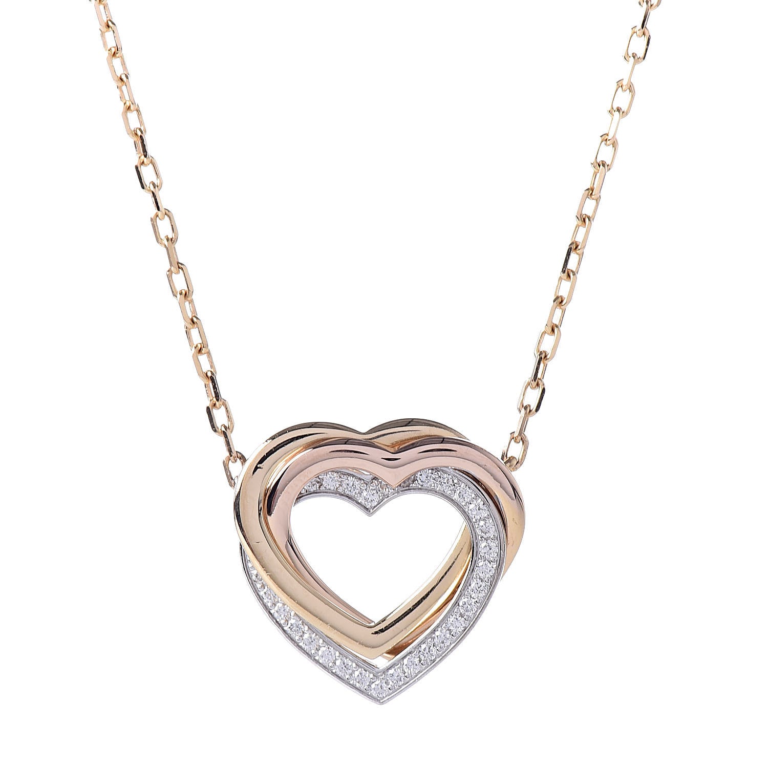 Cartier 18K Pink Yellow White Gold Diamond Trinity Heart Pendant Necklace 4 of 6