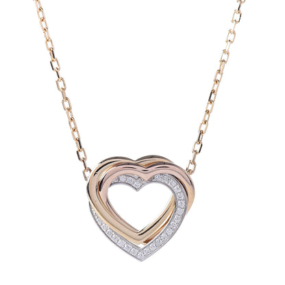 Cartier 18K Pink Yellow White Gold Diamond Trinity Heart Pendant Necklace 4 of 6
