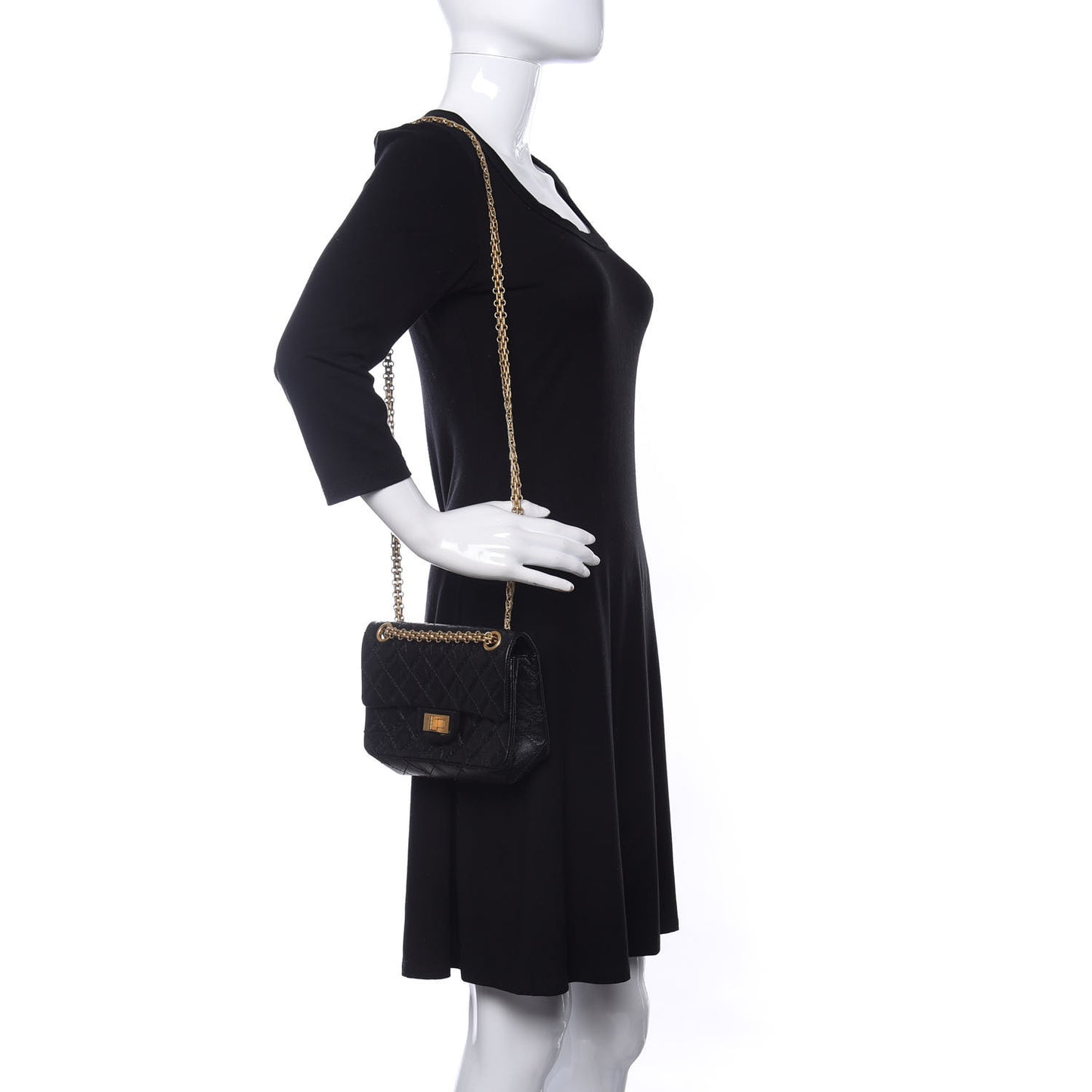 Aged Calfskin Quilted 2.55 Reissue Mini Flap Black