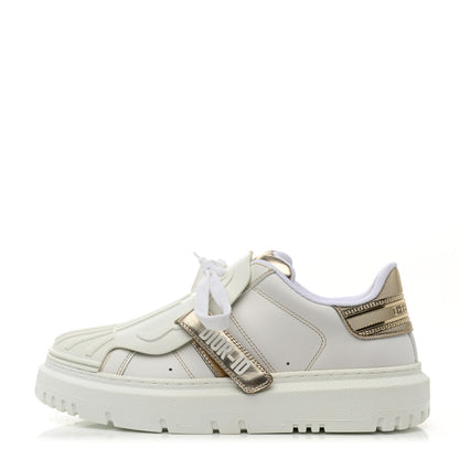 Christian Dior Laminated Calfskin Dior-ID Platform Sneakers 37.5 Off White Gold 1 of 9