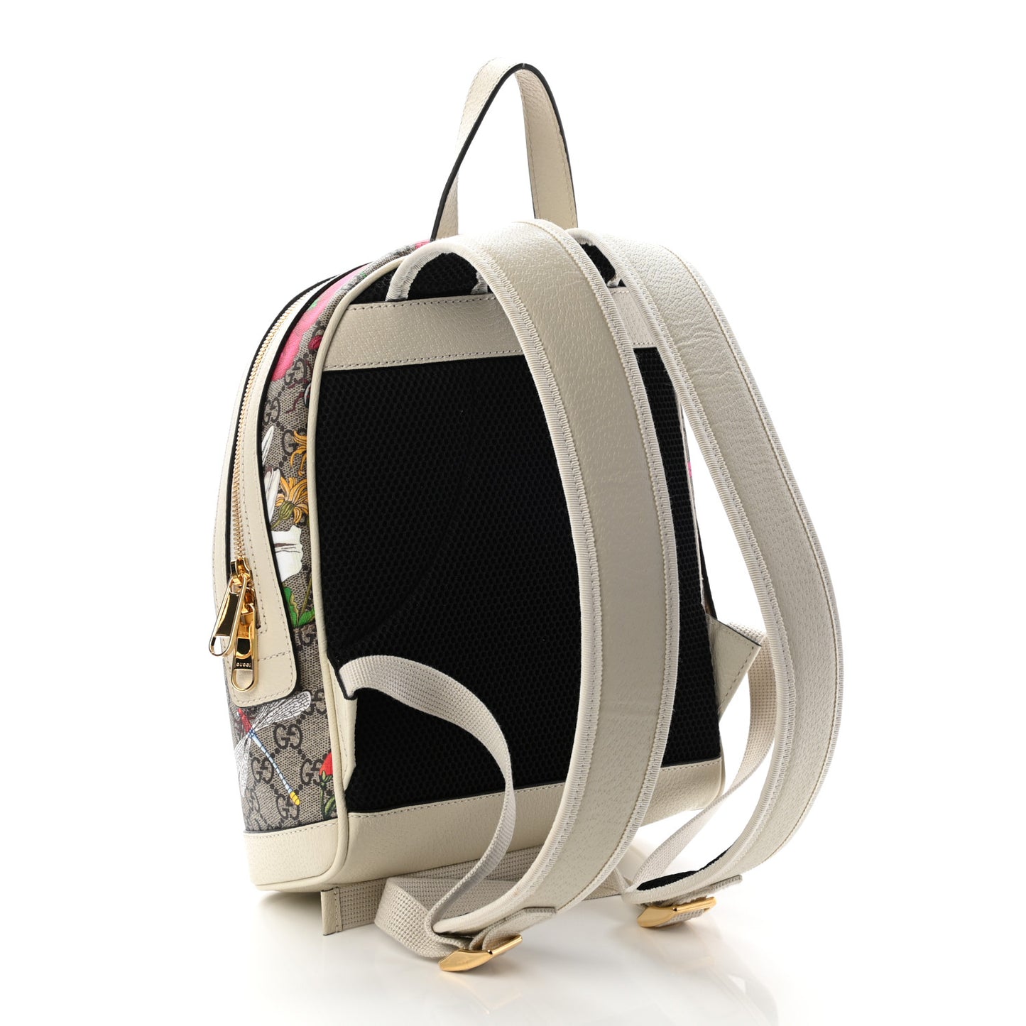 GG Supreme Monogram Flora Web Small Ophidia Day Backpack White