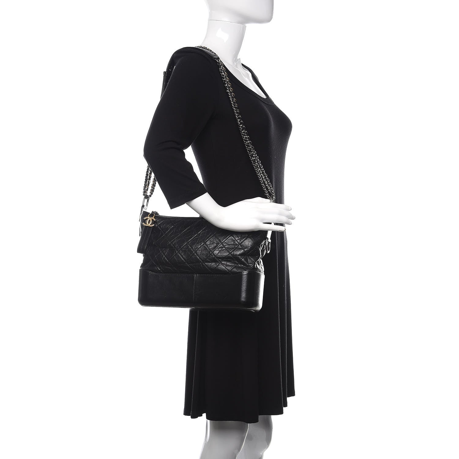 Chanel Aged Calfskin Quilted Medium Gabrielle Hobo Black 4 of 15