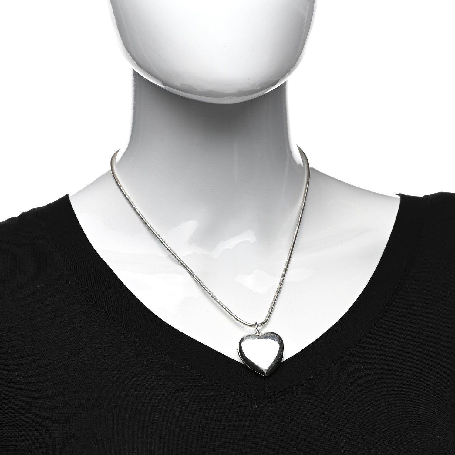 Tiffany Sterling Silver Large Heart Locket Pendant Necklace 2 of 5