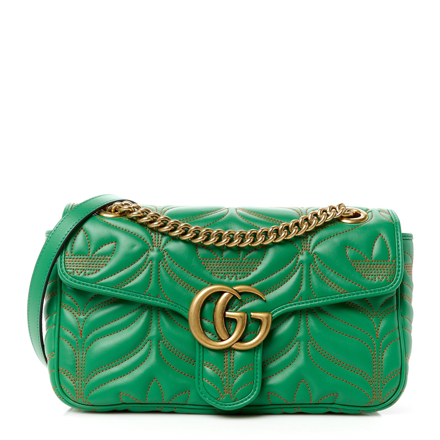 X Adidas Calfskin Matelasse Small GG Marmont Shoulder Bag Green