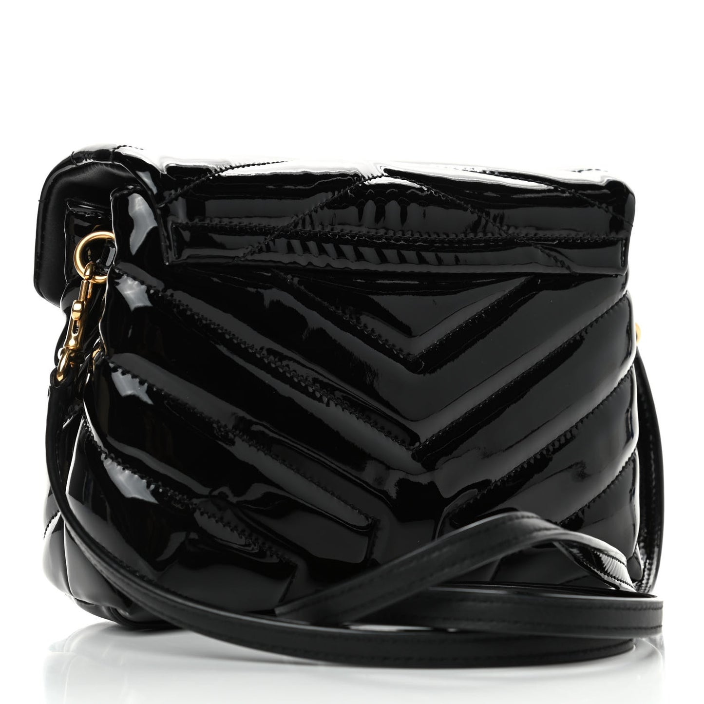 Patent Y Quilted Monogram Toy Loulou Crossbody Bag Black