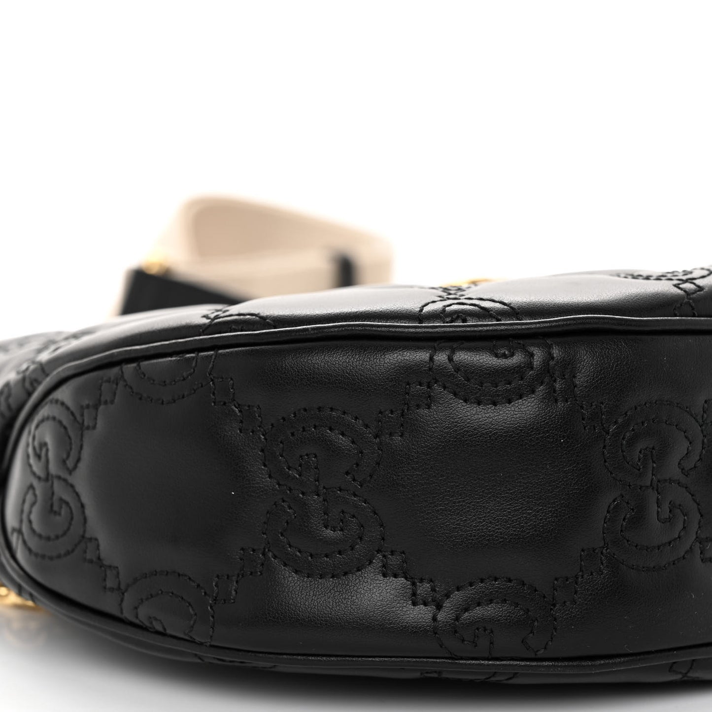 Calfskin GG Matelasse Small Hobo Shoulder Bag Black Natural
