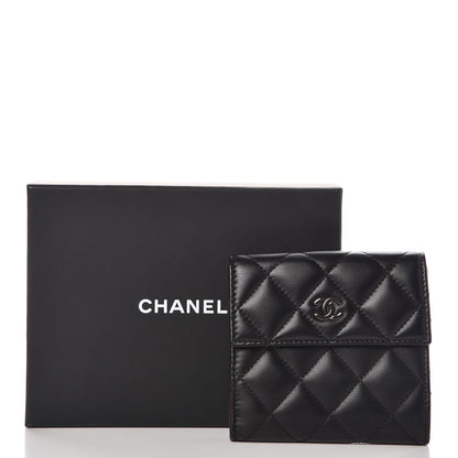 Chanel Lambskin Quilted Compact French Flap Wallet Black 9 of 9