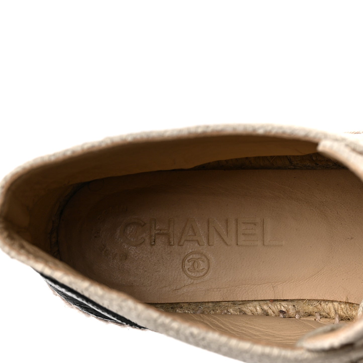 Crackled Calfskin High Top Espadrilles 37 Light Beige Black