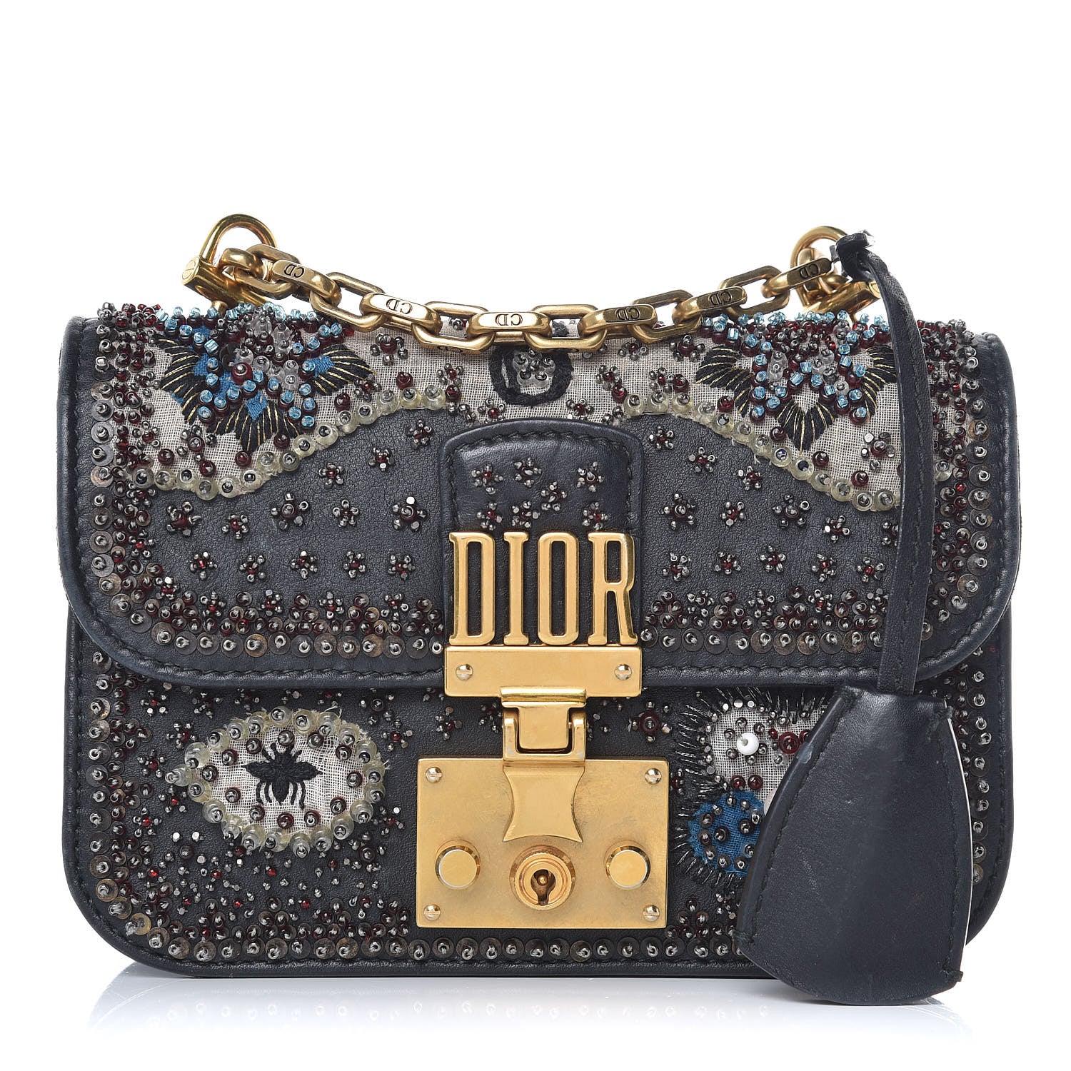 Christian Dior Calfskin Beaded Mini Dioraddict Flap Bag Black 1 of 13
