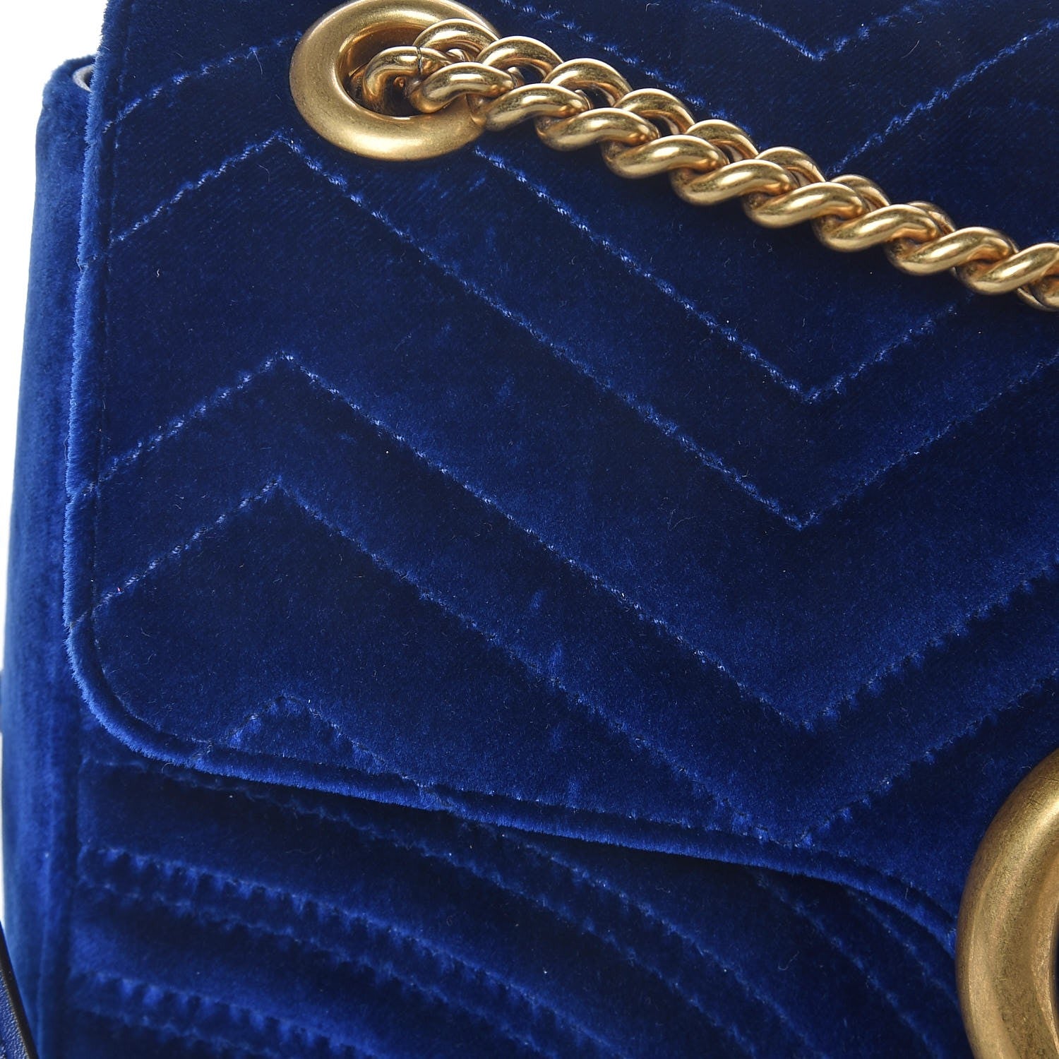 Gucci Velvet Matelasse Medium GG Marmont Shoulder Bag Cobalt Blue 8 of 9