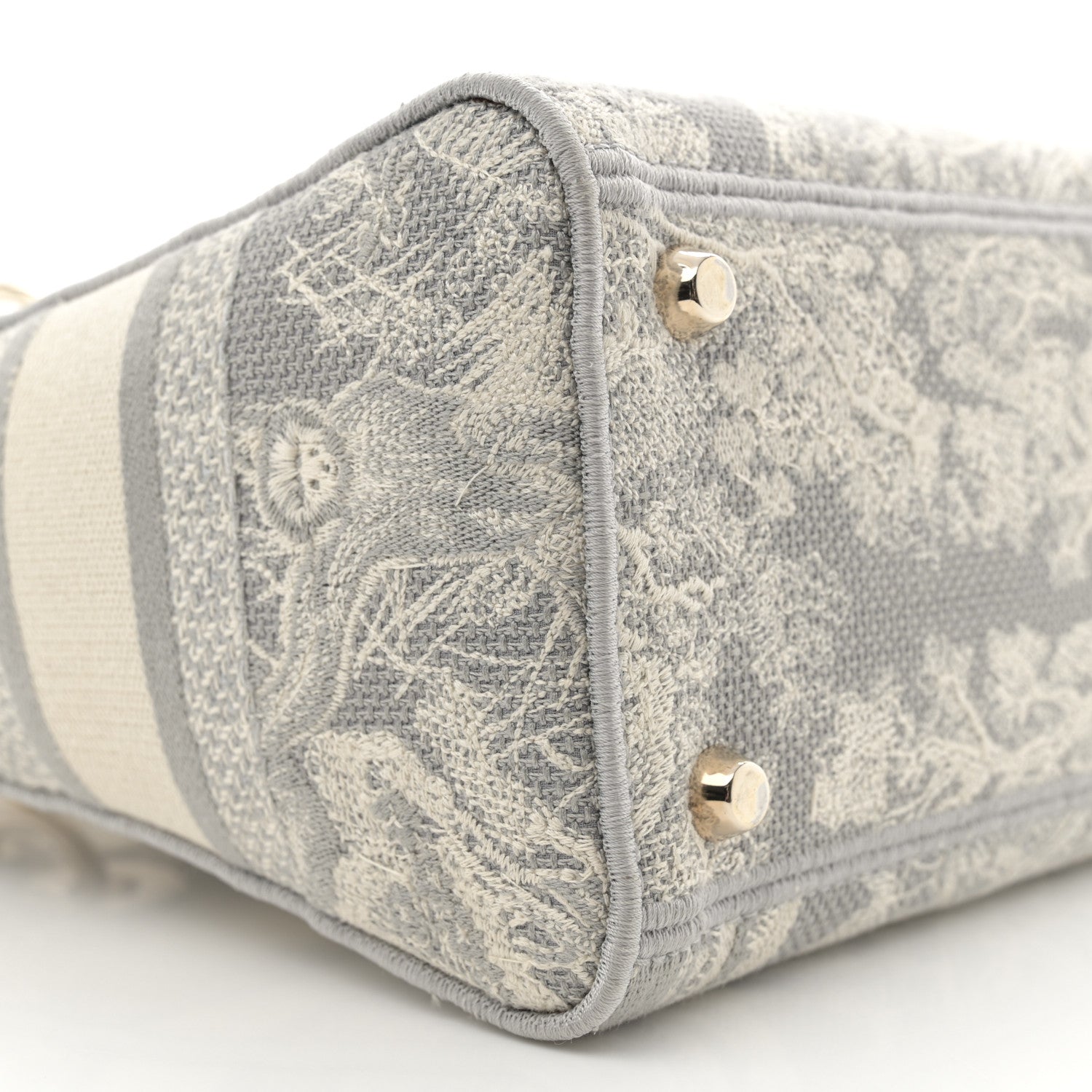 Christian Dior Canvas Toile De Jouy Reverse Embroidered Medium Lady D-Lite Gray 9 of 11