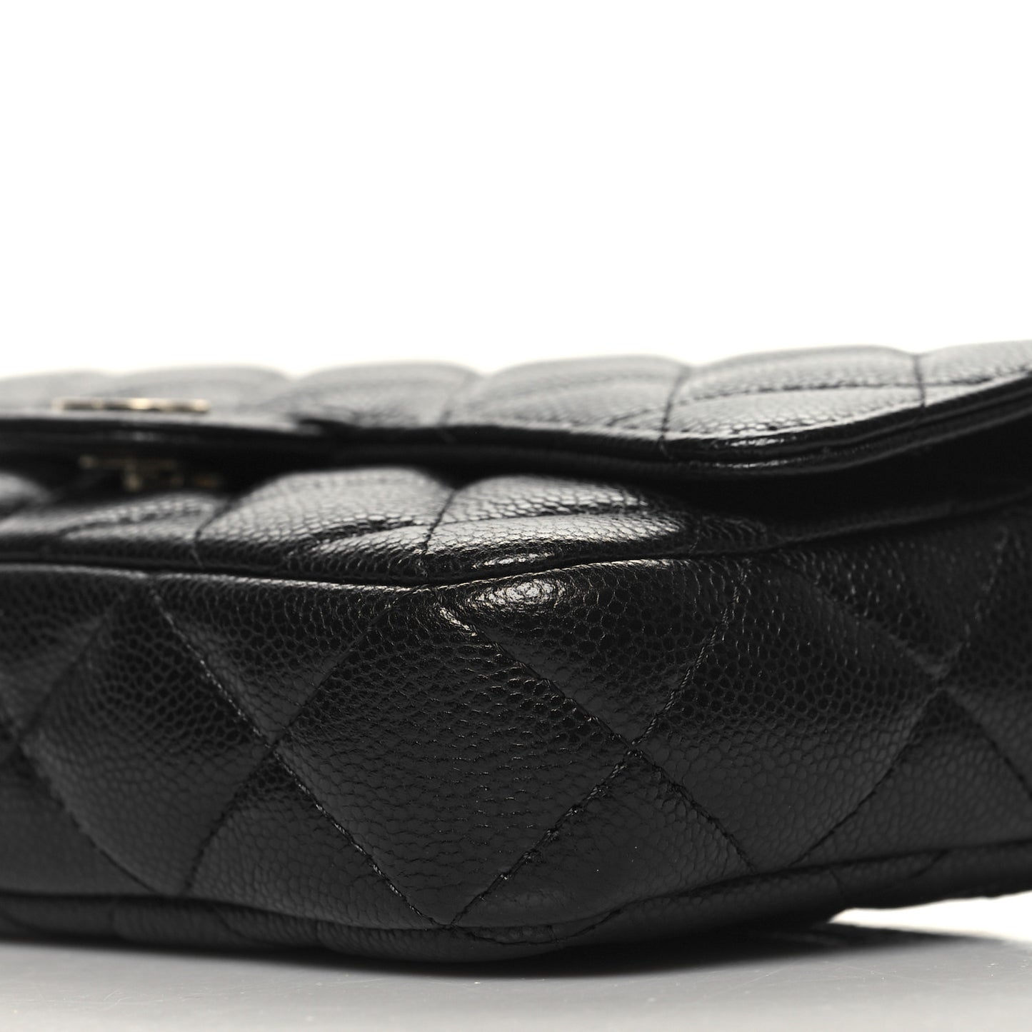 Caviar Quilted Flap Phone Holder With Chain Black