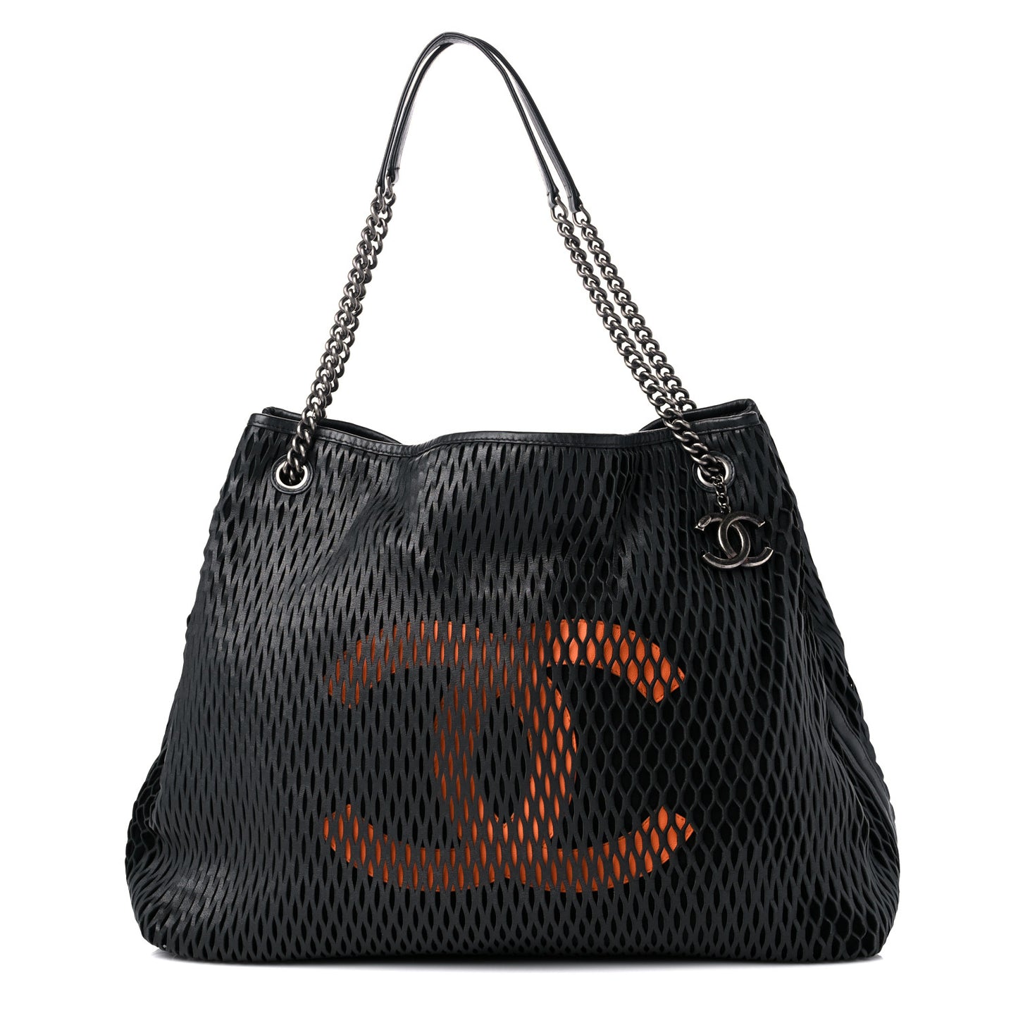 Calfskin Laser Cut Perforated CC Tote Black