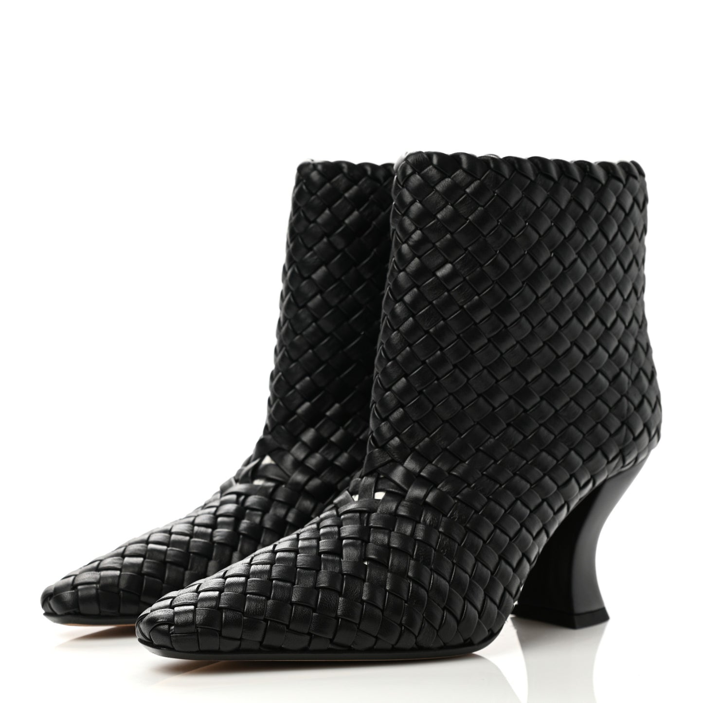 Nappa Intrecciato Ankle Boots 38 Black