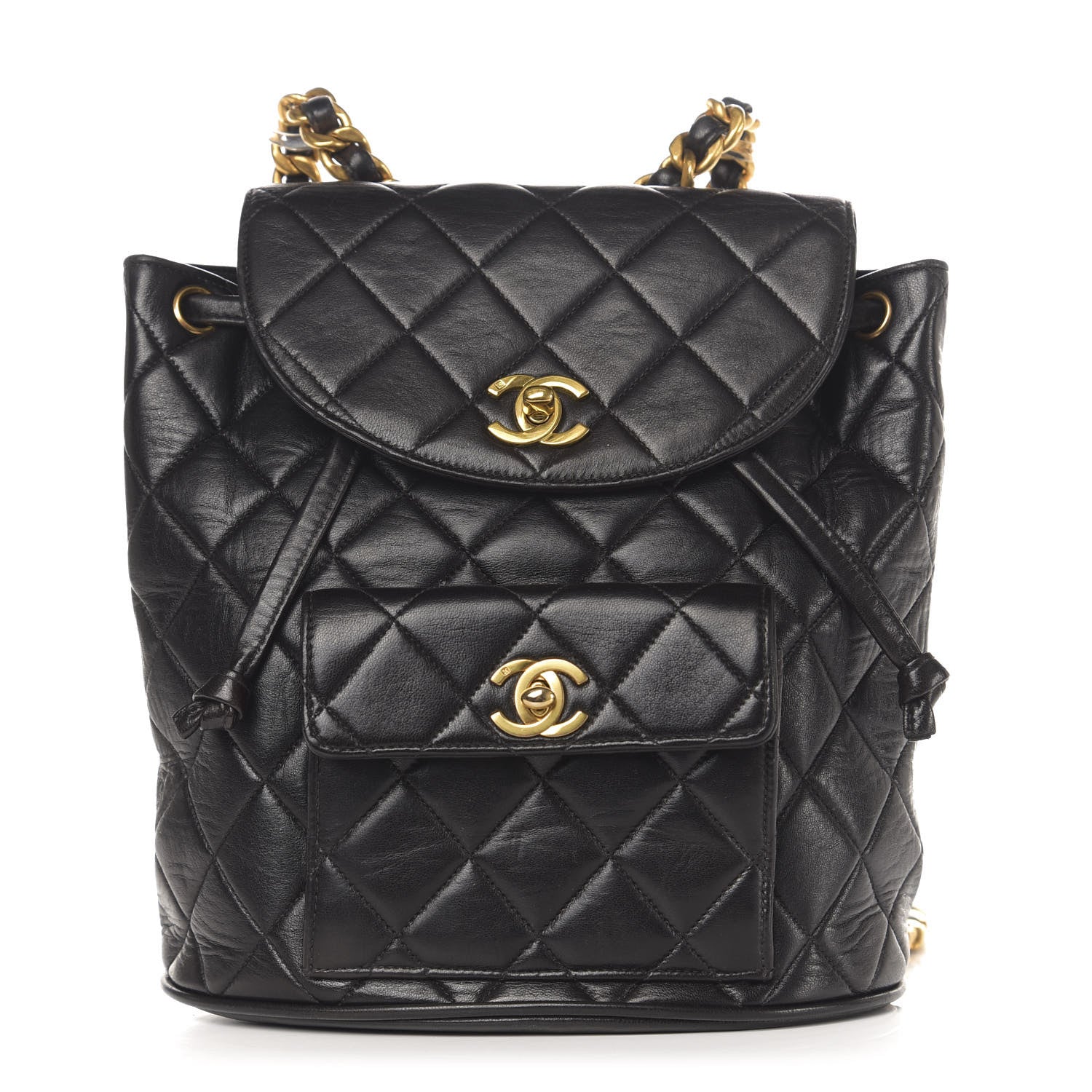 Chanel Lambskin Quilted Drawstring Backpack Black 1 of 14