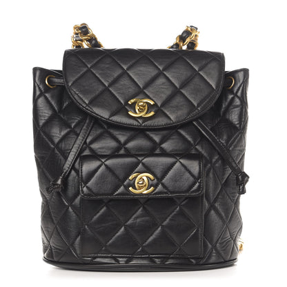 Chanel Lambskin Quilted Drawstring Backpack Black 1 of 14