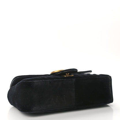Gucci Velvet Matelasse Small GG Marmont Shoulder Bag Black 4 of 12