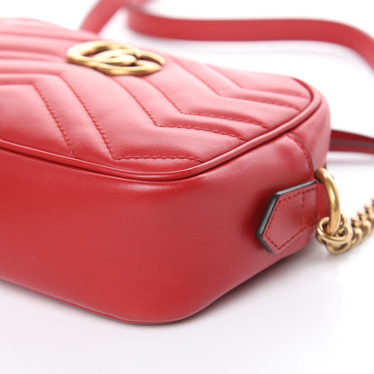 Gucci Calfskin Matelasse Mini GG Marmont Chain Shoulder Bag Hibiscus Red 9 of 9