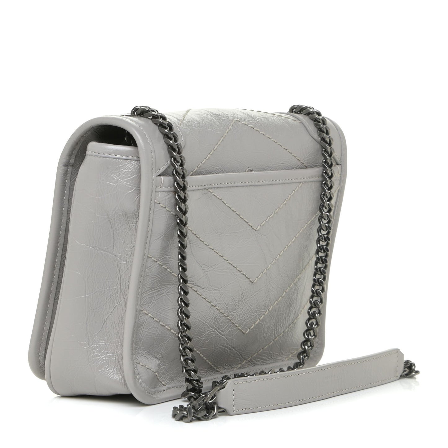 Crinkled Calfskin Matelasse Monogram Niki Chain Wallet Granite