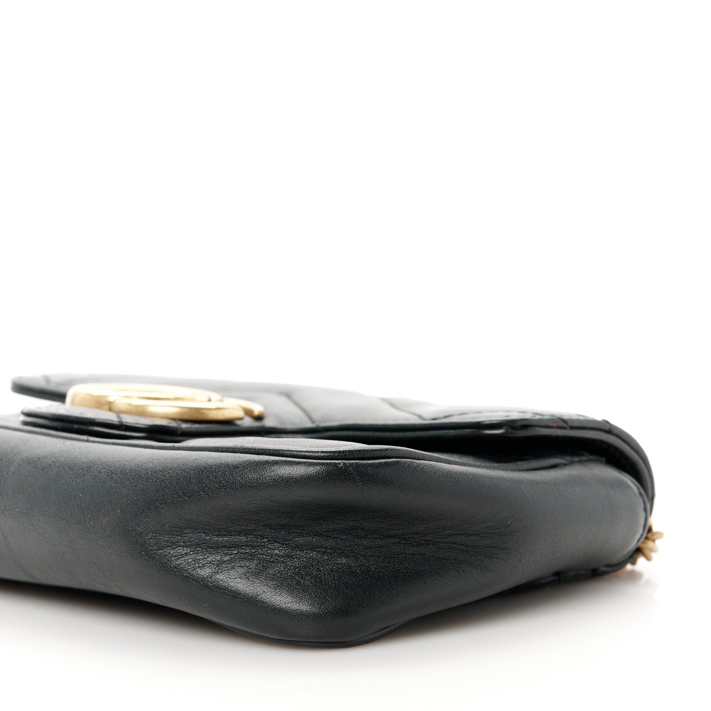 Calfskin Matelasse Super Mini GG Marmont Shoulder Bag Black