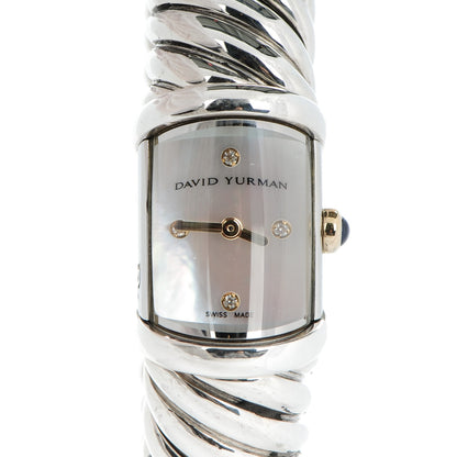 David Yurman Sterling Silver 18K Yellow Gold Diamond Mother of Pearl 19mm Waverly Quartz Watch 1 of 5