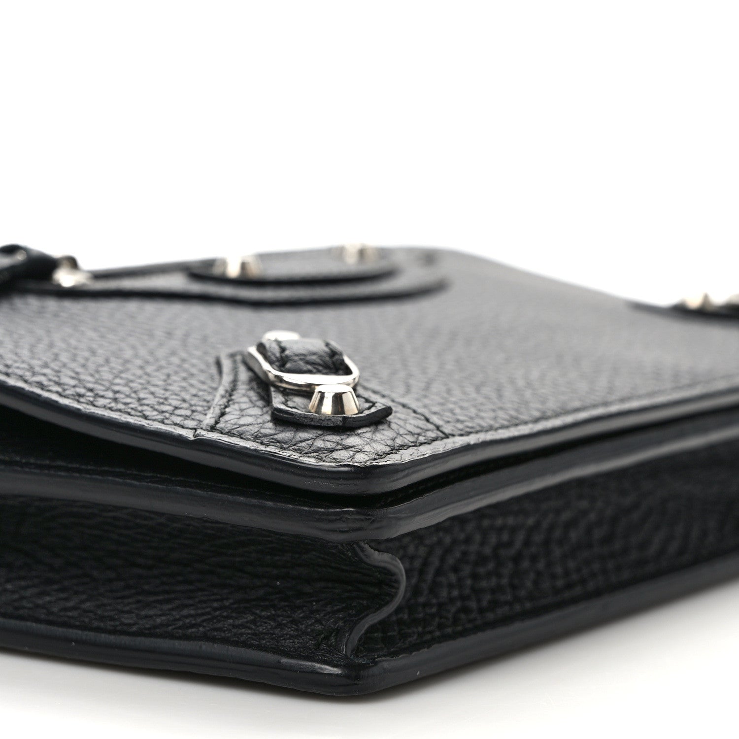 Balenciaga Grained Calfskin Classic Silver Hardware Wallet on Chain Black 9 of 12