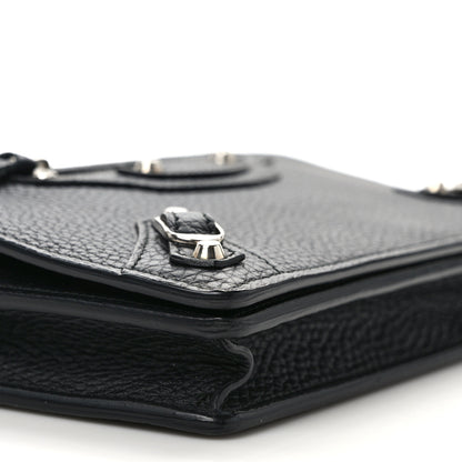 Balenciaga Grained Calfskin Classic Silver Hardware Wallet on Chain Black 9 of 12