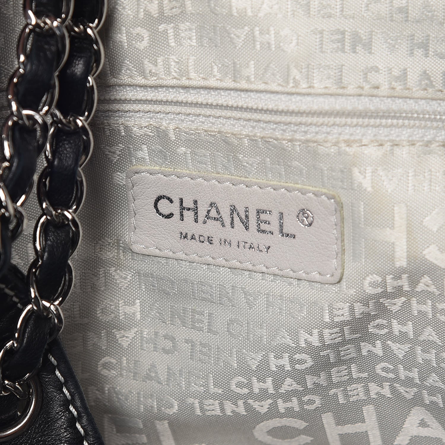 Chanel Lambskin Contrast Stitch Large Drawstring Tote Black 8 of 13