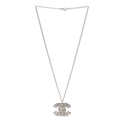 Chanel Crystal Heart CC Necklace Silver 3 of 7