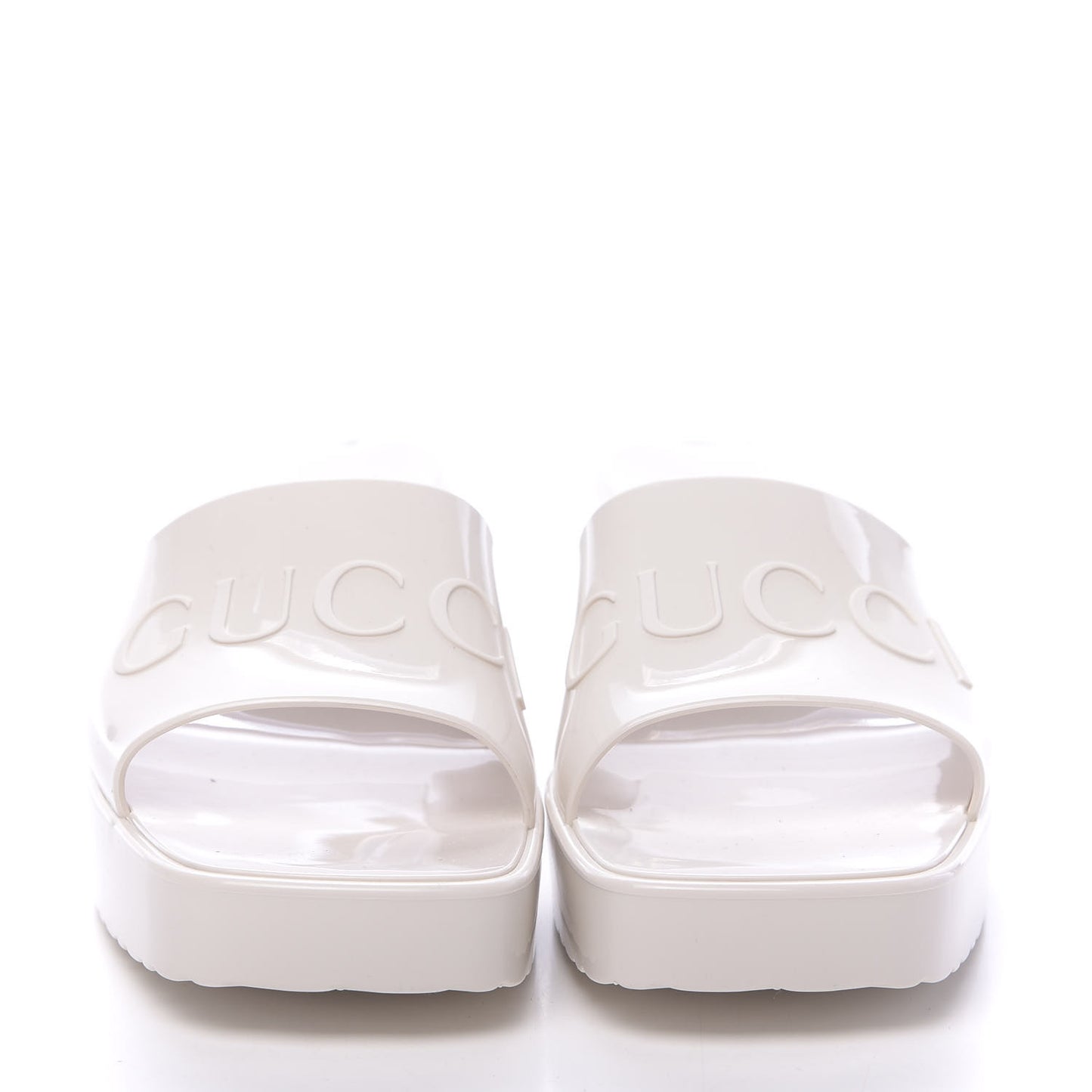 Rubber Gucci Logo Womens Platform 20/60mm Slide Sandals 38 Mystic White